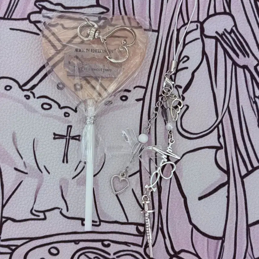 [BUNJANG] Heart Candy Beaded Keychain Bundle Set / 일괄)하트 사탕 키링 비즈 키링