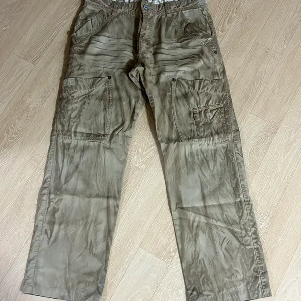 [BUNJANG] Dark Beige Detailed Cotton Pants - Size 32 / 다크 베이지 디테일 팬츠 32