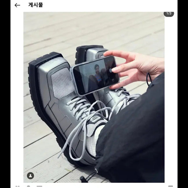 [BUNJANG] SOULESURES Leo_silver Square Toe Lace-Up Sneakers (Custom Order) / SOULESURES Leo_silver 스니커즈(제작상품)(새상품)