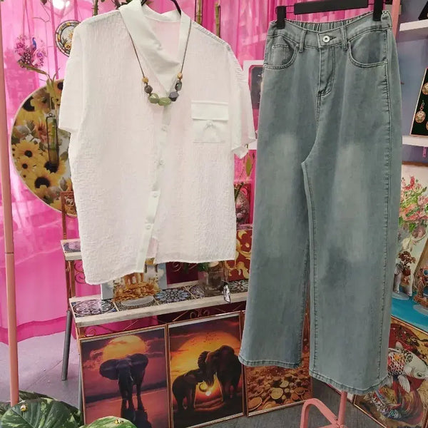 [BUNJANG] Women's Blouse and Jeans Set / 블라우스와 청바지 세트