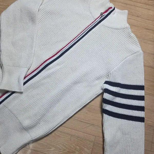 [BUNJANG] Formhomme Striped Zip-Up Cardigan (Ivory) / 95~ 남자 집업 가디건.  폼옴므 스트라이프 아이보리색.길66cm상태좋아요