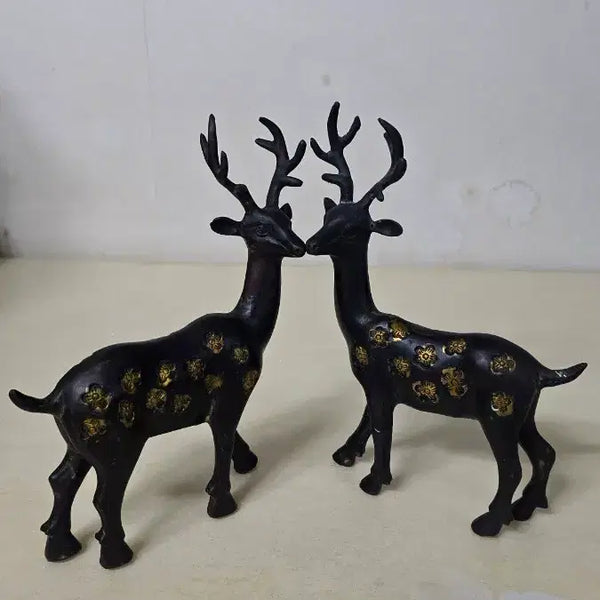 [BUNJANG] Bronze Pair of Deer with Floral Motifs / 청동 꽃무늬 사슴한쌍