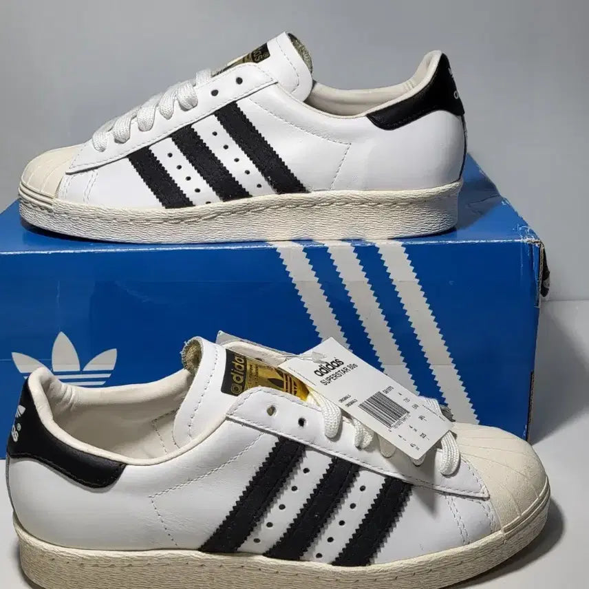 [BUNJANG] Adidas Superstar 80s Vintage White/Black Shoes (Size 225) / 아디다스 정품 슈퍼스타 80s 빈티지 흰검 새제품 225사이즈