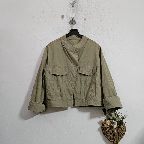 [BUNJANG] Khaki Cropped Jacket / 바스락 카키색 크롭 자켓