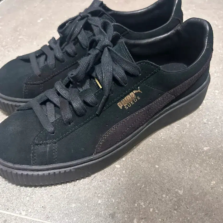 [BUNJANG] Puma Suede Platform Black Sneakers / 퓨마 스웨이드 플랫폼 블랙 265