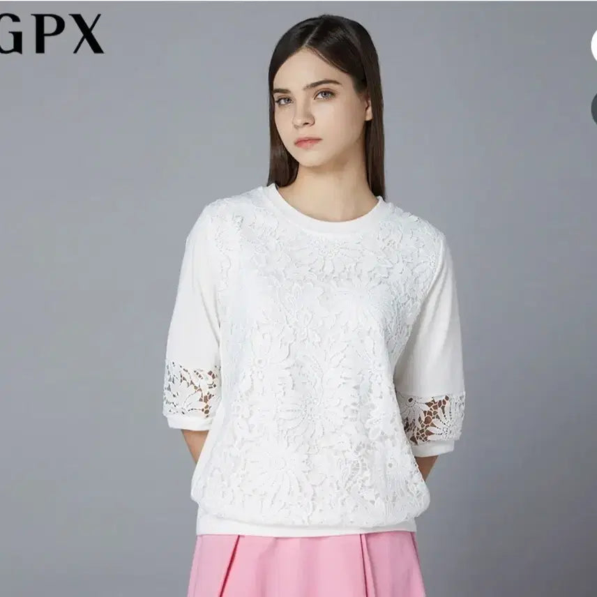 [BUNJANG] GGPX Lace Blouse White / 백화점 GGPX 레이스 블라우스 화이트