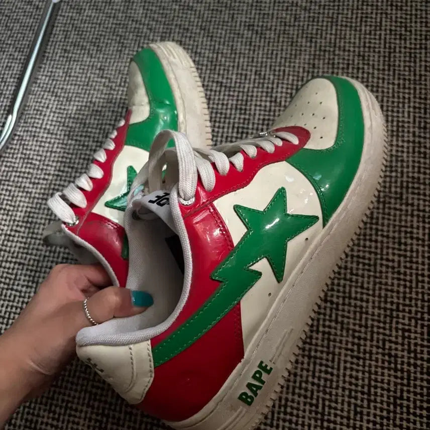 [BUNJANG] BAPE Sneakers Red Green White / 베이프 BAPE 스니커즈 레드 그린 화이트 270