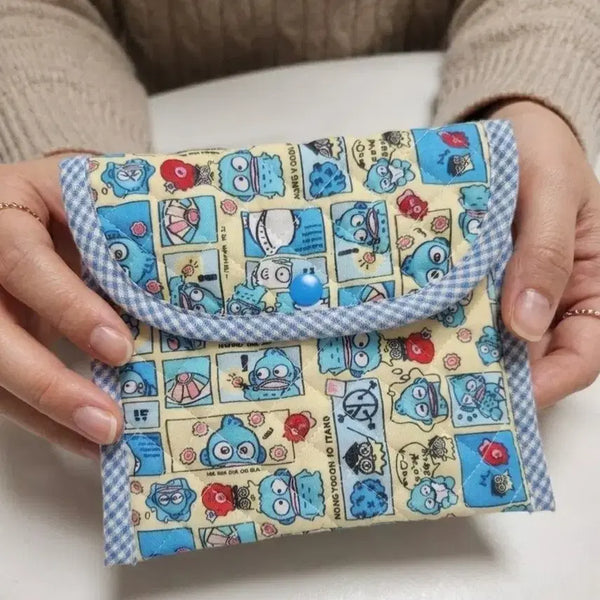 [BUNJANG] Hangyodong Quilted Pouch Yellow Checkered Bias Trim / 한교동누빔 바이어스 파우치