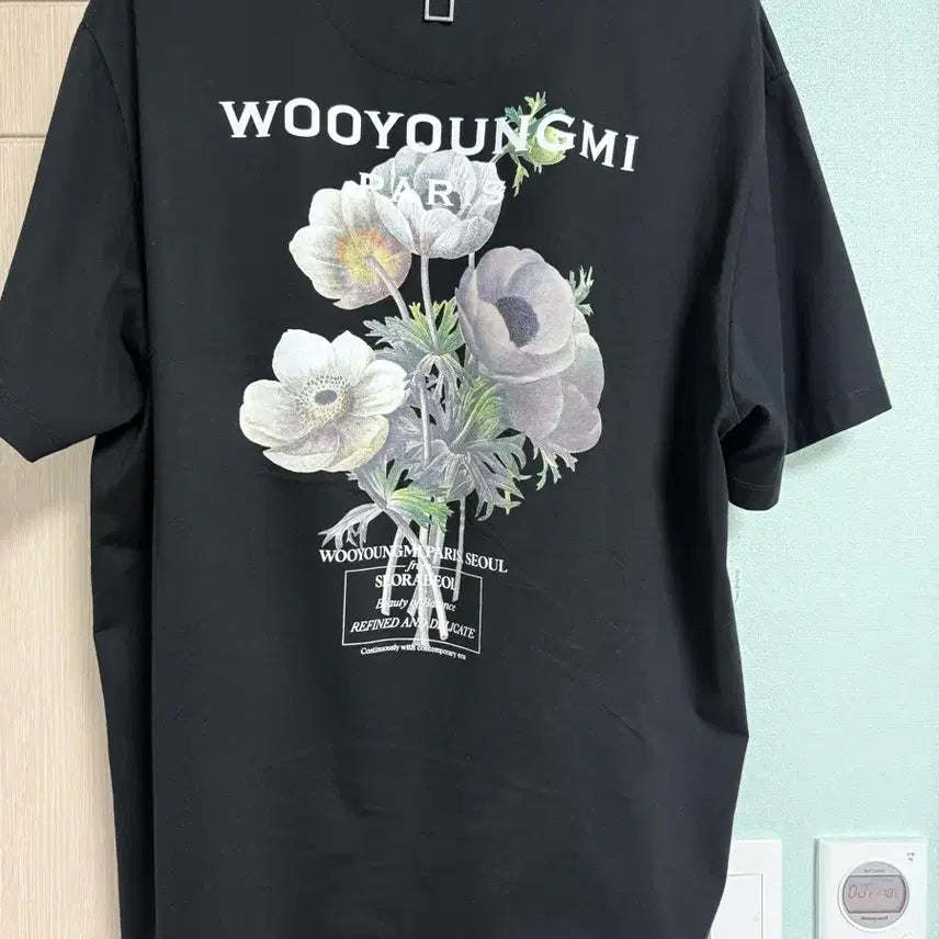 [BUNJANG] Wooyoungmi Flower Print Back Logo T-Shirt Black / [급매] 우영미 플라워 프린트 백로고 반팔-23FW 50