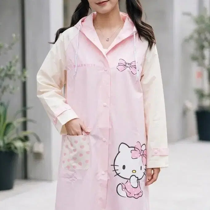 [BUNJANG] Hello Kitty Raincoat and Pouch Set / 헬로키티 우비+보관 파우치 세트 새상품
