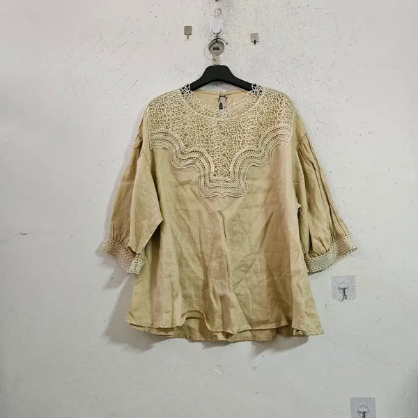 [BUNJANG] Beige Lace Blouse / 마.베이지색 레이스 블라우스