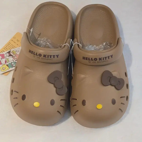 [BUNJANG] Sanrio Hello Kitty Crocs-style Sandals (Mocha, Size 250) / 헬로키티 크록스 샌들 250