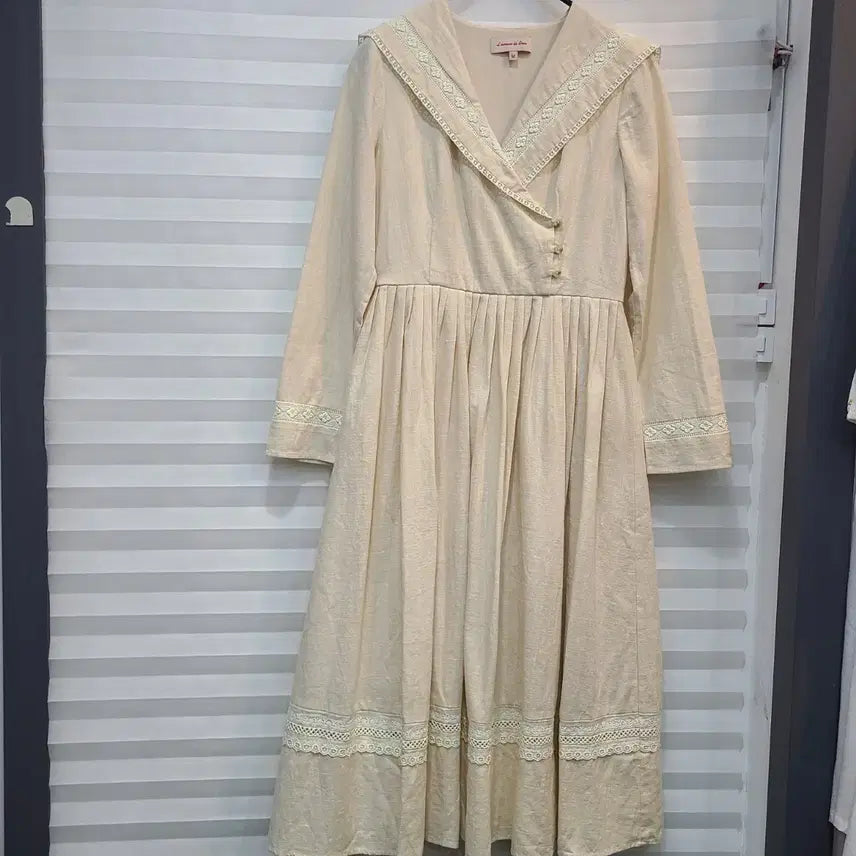 [BUNJANG] Sailor Linen Long Dress (S) / 세일러 린넨원피스(S)