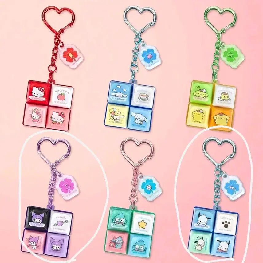 [BUNJANG] Sanrio Pochacco & Kuromi Lucky Draw 4-Grid LED Keycap Keyring / [미개봉새상품]산리오 포차코 쿠로미 럭키 4구 LED 키캡 키링 sanrio clicker