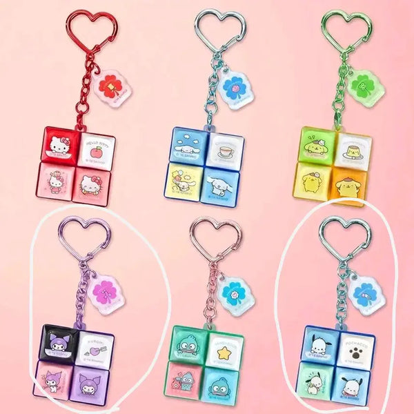 [BUNJANG] Sanrio Pochacco & Kuromi Lucky Draw 4-Grid LED Keycap Keyring / [미개봉새상품]산리오 포차코 쿠로미 럭키 4구 LED 키캡 키링 sanrio clicker