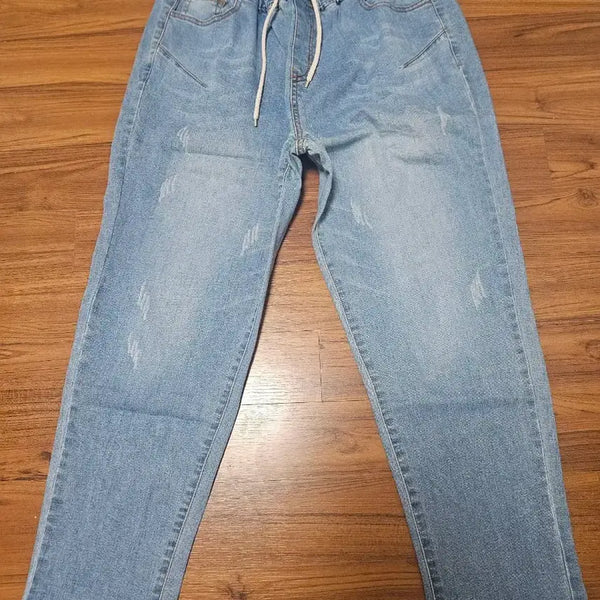 [BUNJANG] Women's Light Wash Denim Banding Pants (Size 77) / 여성 여름 연청 밴딩 데님 팬츠 77