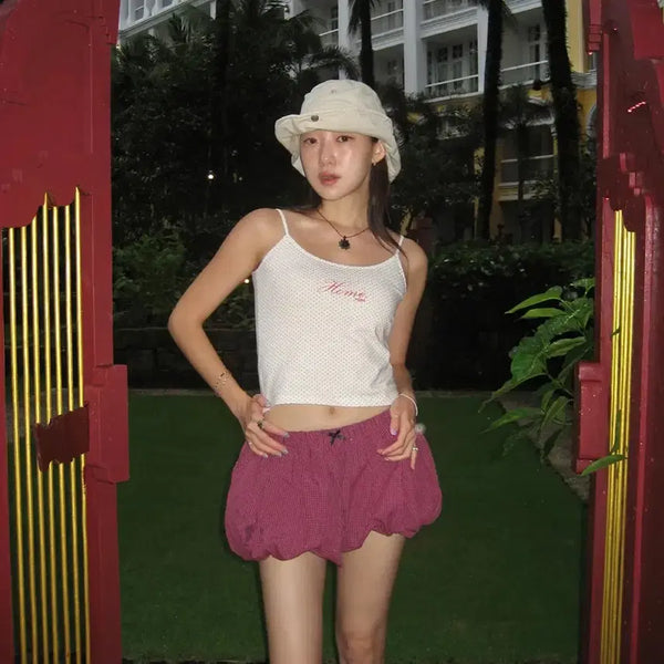 [BUNJANG] Homebody Things Balloon Check Shorts / 홈바디띵즈 벌룬 체크 쇼츠