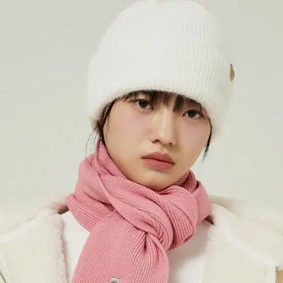 [BUNJANG] Unused Hairy Beanie Hat Ivory / 미사용 헤어리 비니 모자 아이보리
