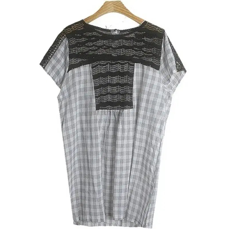 [BUNJANG] Summer Check One-Piece Top - Grey / [새상품]시원 체크 원피스 상의/그레이