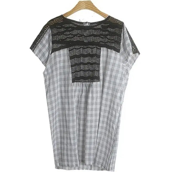 [BUNJANG] Summer Check One-Piece Top - Grey / [새상품]시원 체크 원피스 상의/그레이