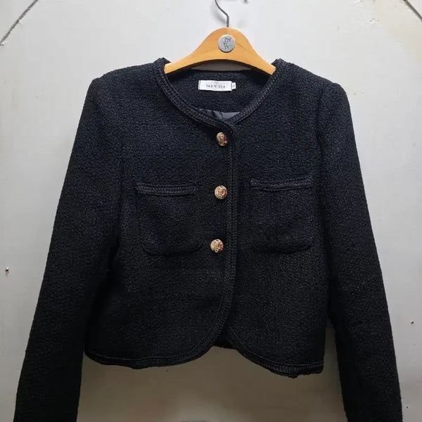 [BUNJANG] Sso & Sso Tweed Jacket Black Size S / 쏘앤쏘 트위드 자켓 블랙 S 55