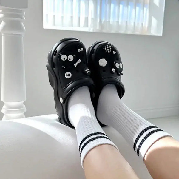 [BUNJANG] Women's Platform Slip-On Sandals / 키높이 통굽 슬리퍼