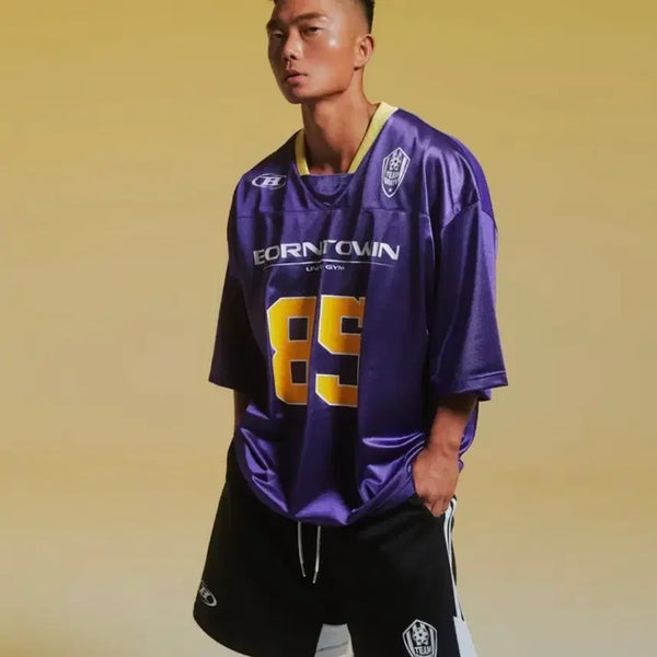 [BUNJANG] Born To Win 85 Rugby Jersey Oversized T-Shirt / 본투윈 85 럭비 져지 오버핏 티셔츠, 헬스,짐웨어