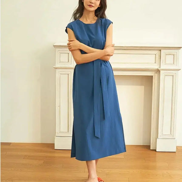 [BUNJANG] LEHVA LIKE LINEN Maldives Drop Shoulder Dress (Deep Blue) / 르아브-라이크린넨 몰디브 드랍숄더 원피스(딥블루)