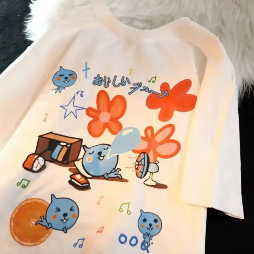 [BUNJANG] Y2K Juice Print Short Sleeve T-Shirt / 반팔 티셔츠 쿠우 주스 프린트 y2k 무료배송
