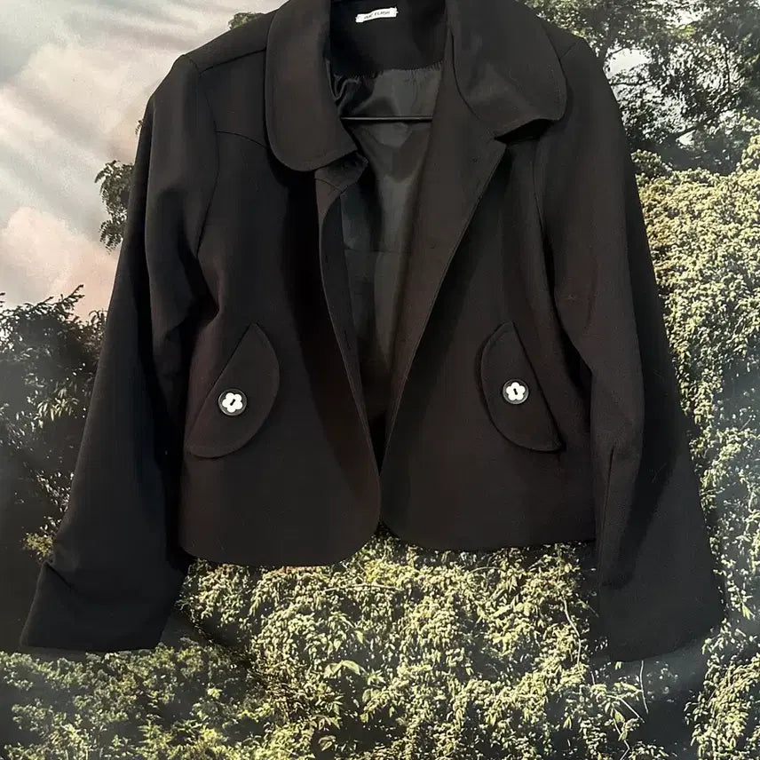 [BUNJANG] Flower Button Cropped Jacket / 플라워단버튼 크롭자켓