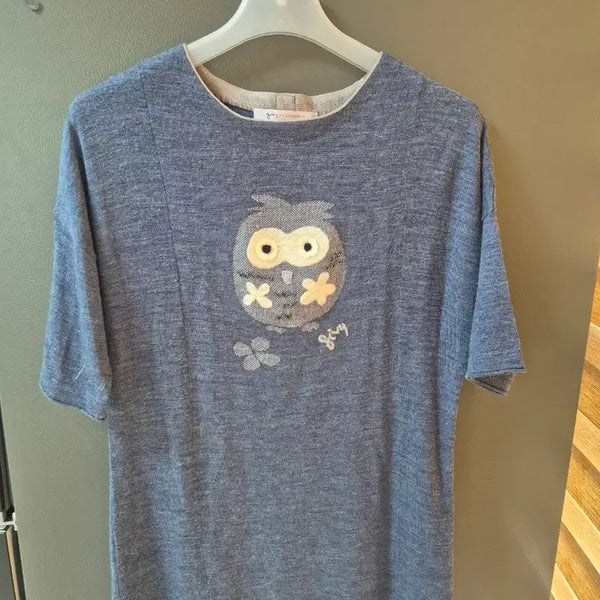 [BUNJANG] GIBI Owl Embroidered T-Blouse / 기비 티블라우스