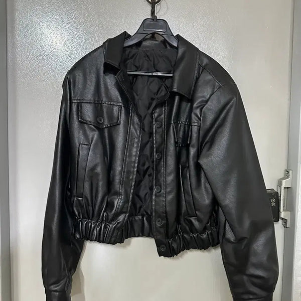 [BUNJANG] Cropped Leather Jacket / 크롭레더자켓