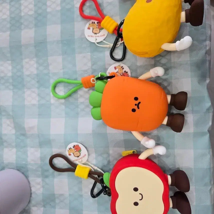 [BUNJANG] Fruit Character Keychain Set (Apple, Carrot, Shrimp Tempura) / 과일 캐릭터 키링 3종 세트