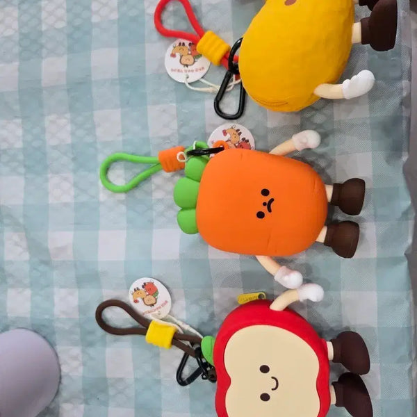 [BUNJANG] Fruit Character Keychain Set (Apple, Carrot, Shrimp Tempura) / 과일 캐릭터 키링 3종 세트