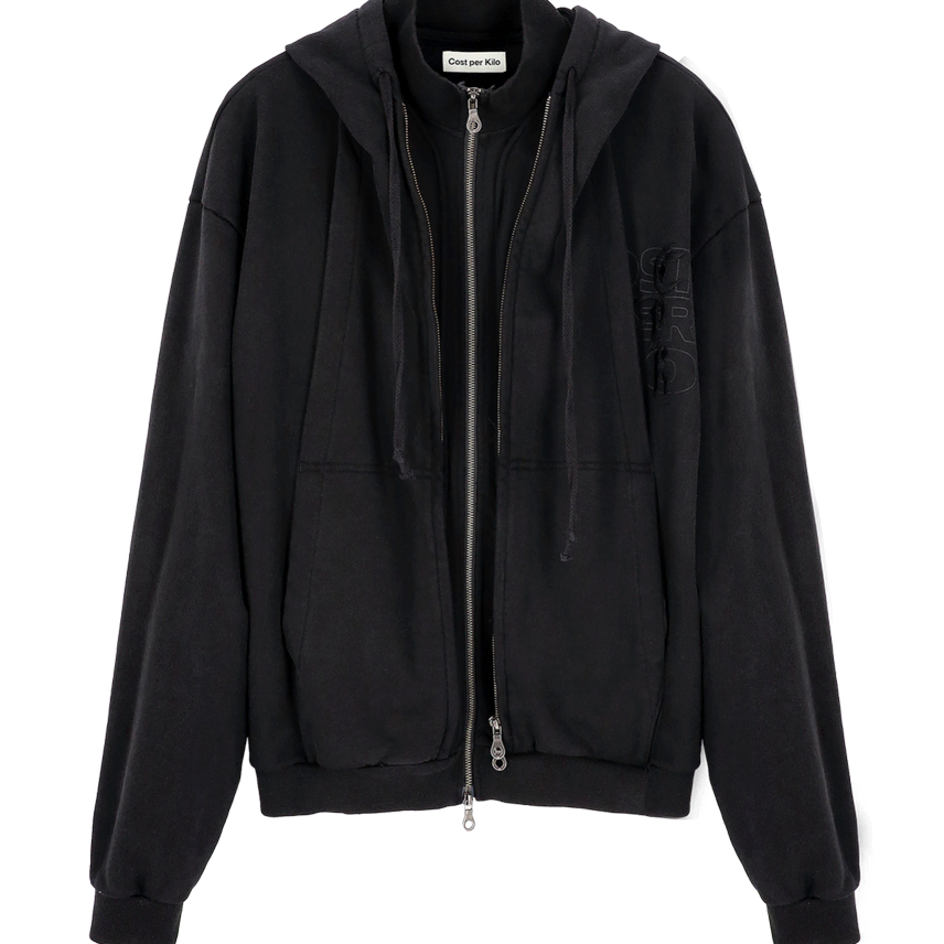 [BUNJANG] Cost per Kilo Double Zip Hoodie Black XL / Cost per Kilo DOUBLE ZIP HOODIE BLACK