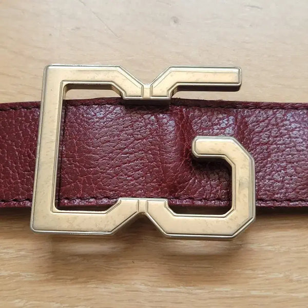 [BUNJANG] Dolce & Gabbana Logo Buckle Belt Burgundy / 돌체앤가바나 벨트 로고버클벨트 버건디 와인색