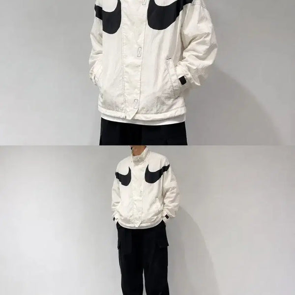 [BUNJANG] Nike Big Swoosh White Windbreaker Jacket / [85] 나이키 빅 스우시 화이트 바람막이 자켓 (F67)