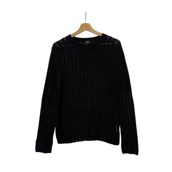 [BUNJANG] Unbranded Women's Yarn Vertical Crochet Crewneck Knit - Size S / 무탠다드 우먼즈 얀 버티컬 크로셰 크루넥 니트 S 정품