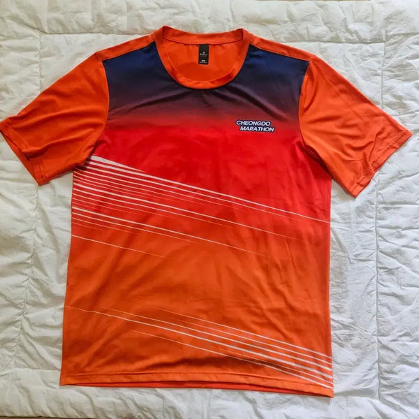 [BUNJANG] Performance T-Shirt Marathon Short Sleeve Orange/Navy (MT8) / 100) 새상품 기능성 티셔츠 청도마라톤 반팔티 오렌지/네이비 (MT8)