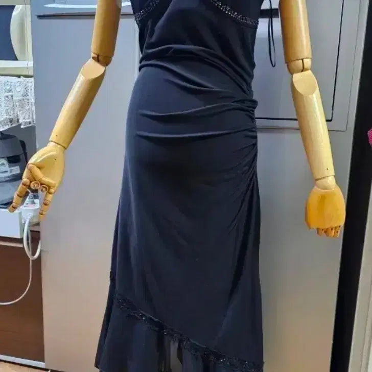 [BUNJANG] Black Long Beaded Dress / 블랙 롱 드레스 비즈 장식(55)