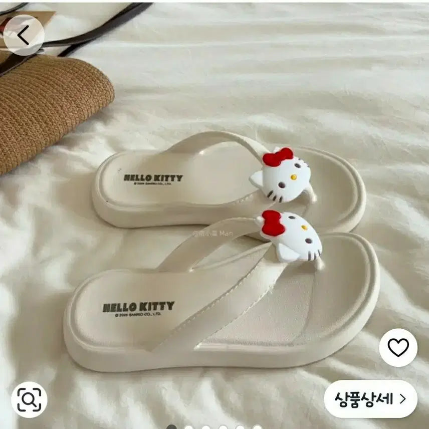 [BUNJANG] Hello Kitty Jjori Sandals White 245 / 헬로키티 쪼리 샌들 화이트 245