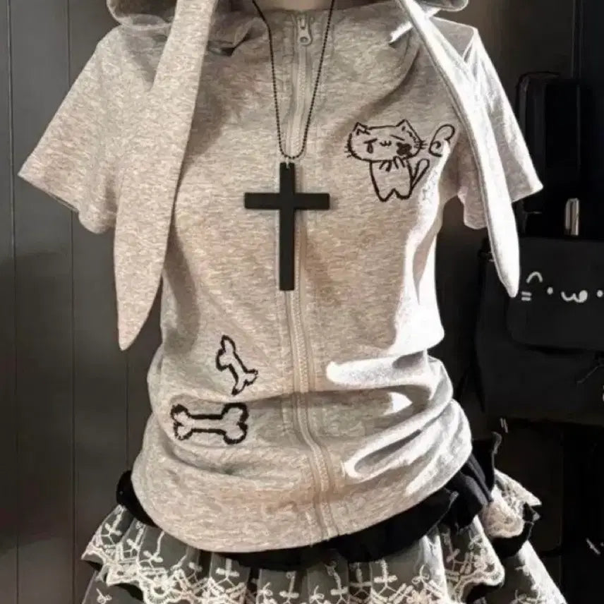 [BUNJANG] Rabbit Hoodie and Pants Set / 토끼 후드티+하의 세트 스나계 지뢰계 서브컬쳐