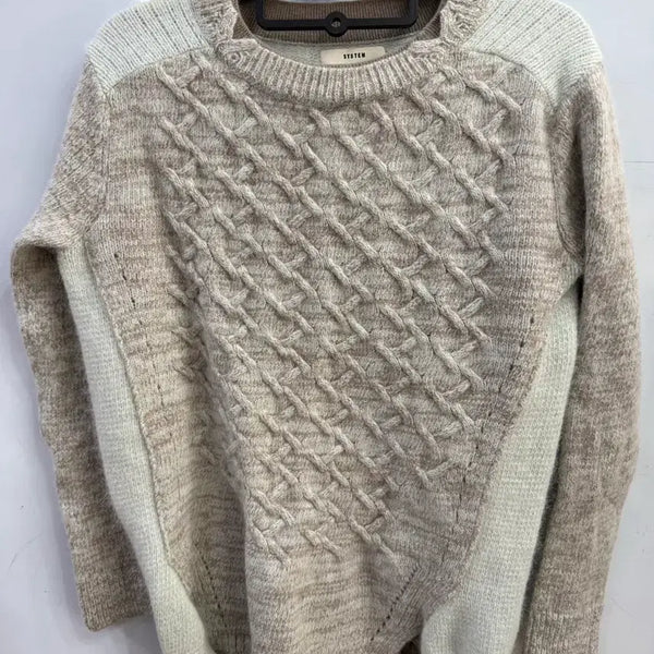 [BUNJANG] System Cable Knit Sweater - Beige / 시스템 케이블 니트 스웨터 베이지