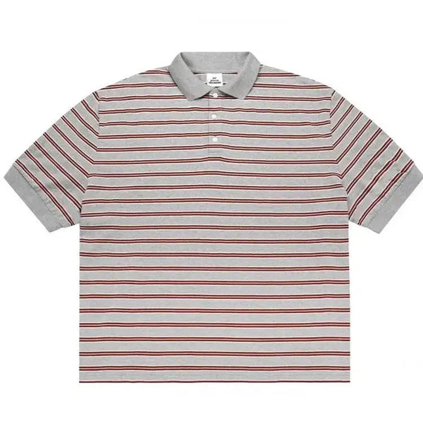 [BUNJANG] MJD Oversized Striped Polo Melange Grey / [S] MJD 오버사이즈 스트라이프 폴로 멜란지 그레이