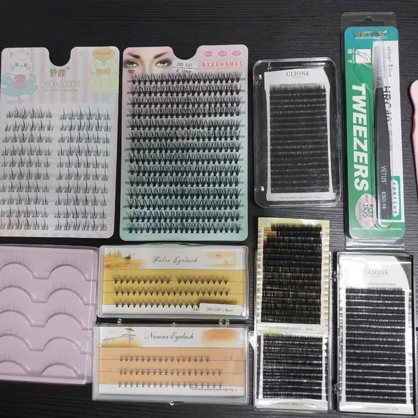 [BUNJANG] Assorted Eyelashes Bundle Set with Tweezers, Eyelash Cutter, and Face Sticker / 각종 속눈썹 일괄 판매해요