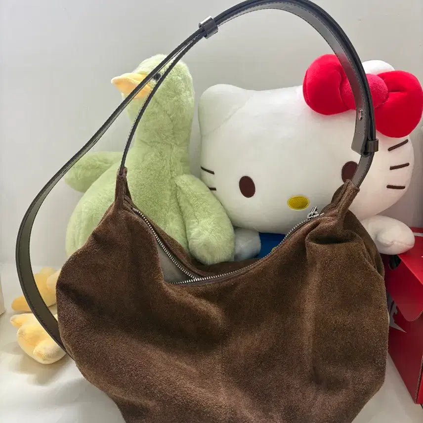[BUNJANG] Nothing Written Suede Hobo Bag Brown / 낫띵리튼 스웨이드 호보백 브라운