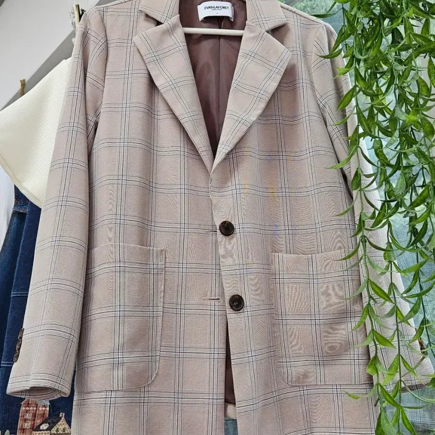 [BUNJANG] Check Pattern Long Sleeve Jacket / [새상품]체크 긴팔 자켓(66)