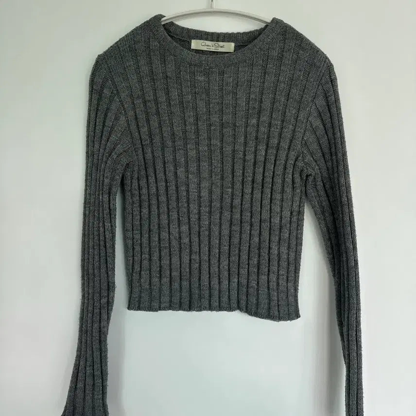 [BUNJANG] Gray Cropped Knit Sweater / 그레이 크롭니트 S