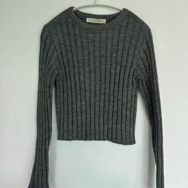 [BUNJANG] Gray Cropped Knit Sweater / 그레이 크롭니트 S