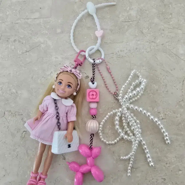 [BUNJANG] Ball Pearl Charm Keyring / 인형 키링 볼 모양 진주 액세서리